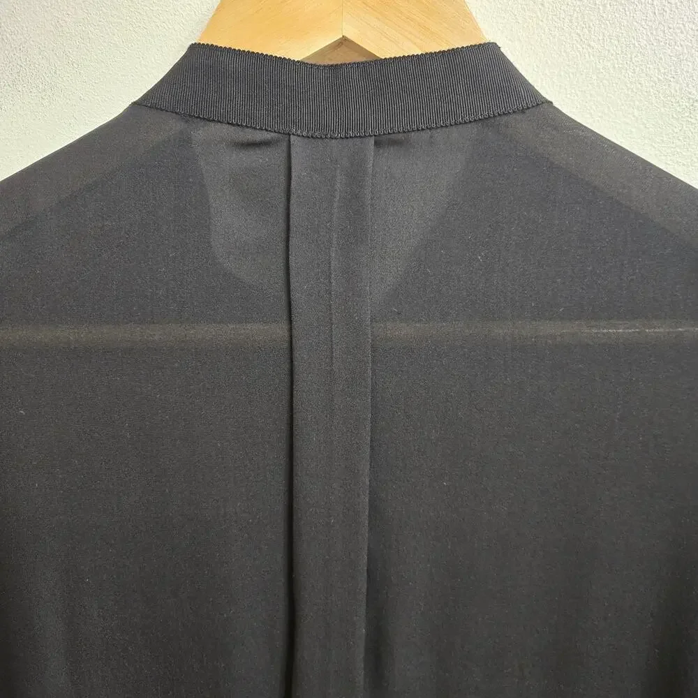 C Major Womens Black Silk Blouse Size 4 Sheer Corpcore Whimsigoth Fairy Grunge - Picture 6 of 10